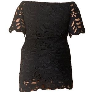Angashion Lace Off Shoulder Mini Dress Size S